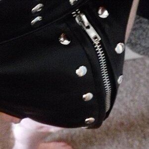 Zipped and studded leather jock
