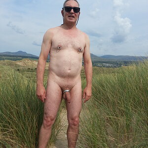 Nude in the dunes at Dyffryn Beach