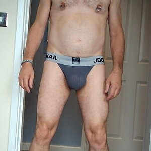 Front view of me wearing a jockstrap.