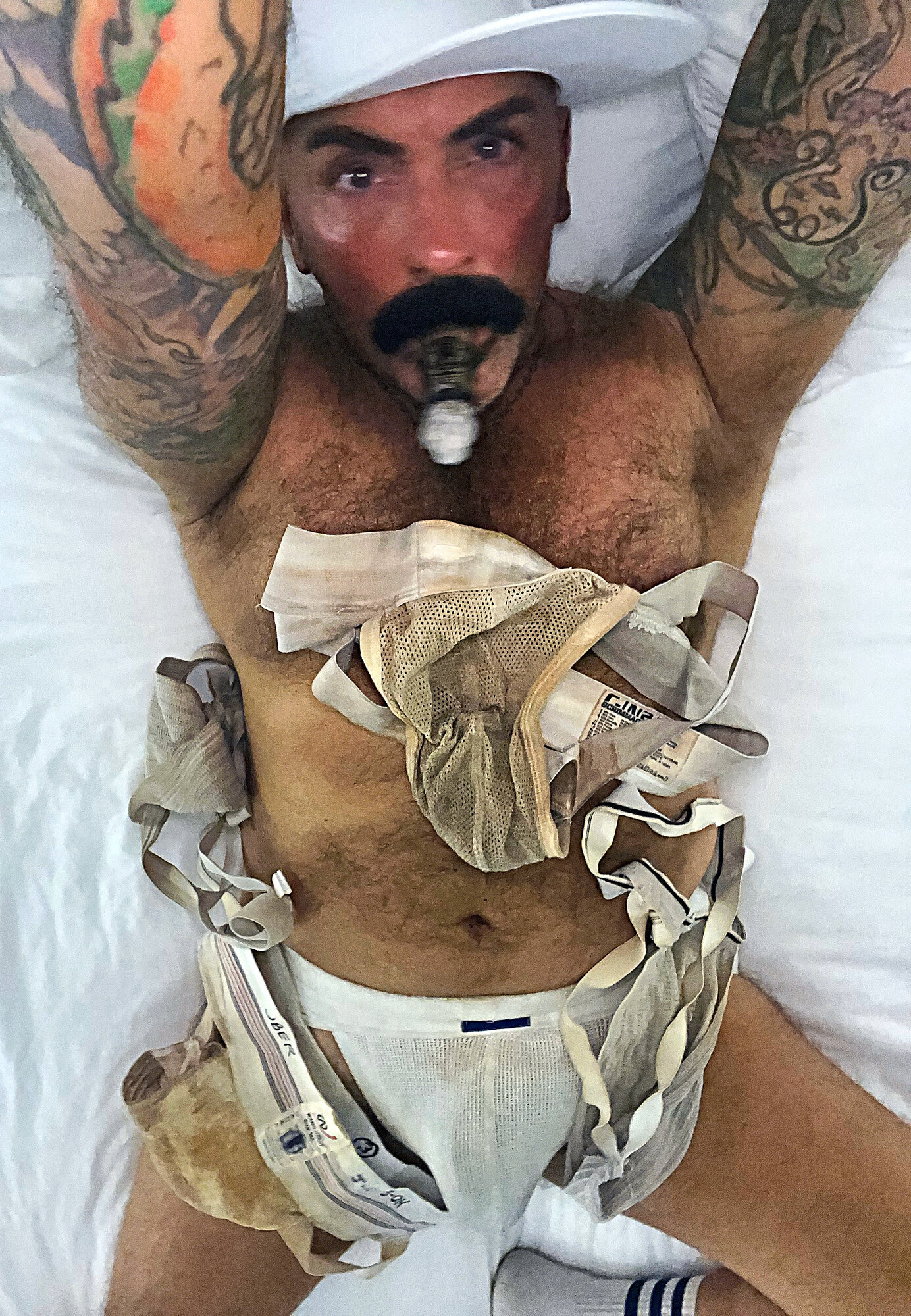 STINKYDONGER LAYING IN A PILE OF DIRTY, USED, SWAPPED CUM RAG JOCKS